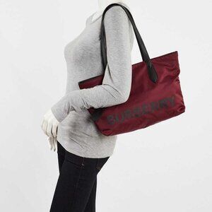 Burberry Burgundy/Black Eco Nylon Small Tote Bag